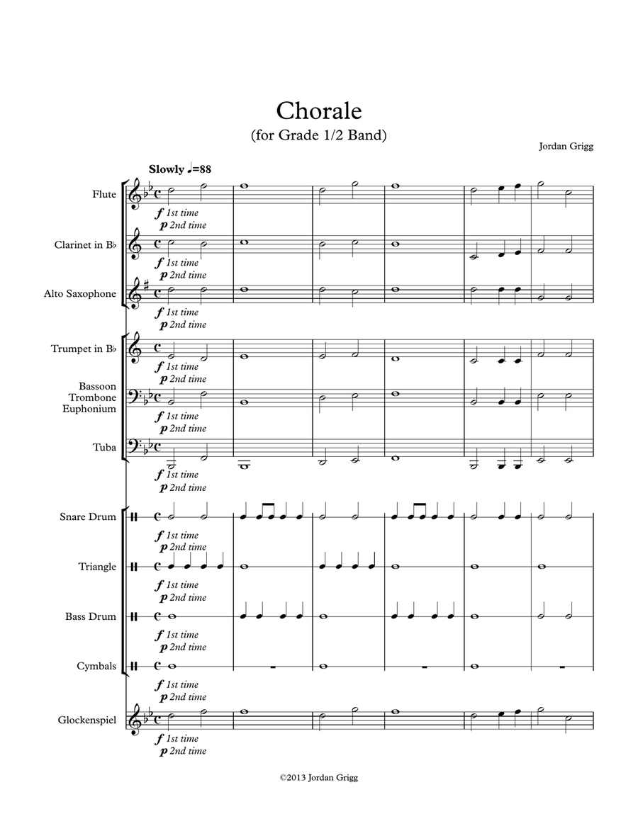 Chorale (for Grade 0.5 Band) Concert Band scores gallery preview page 1