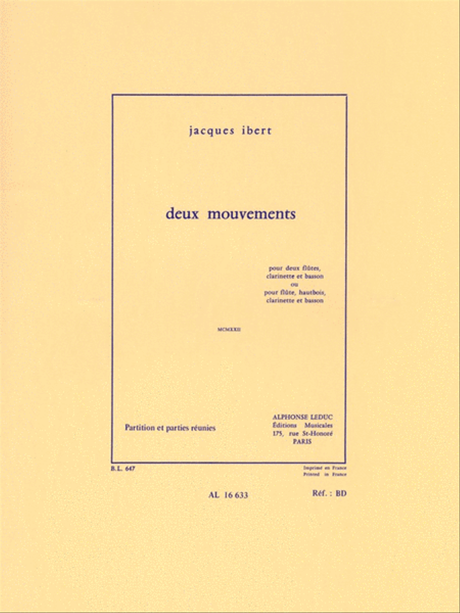 Deux Movements - MCMXXII Clarinet scores gallery preview page 1