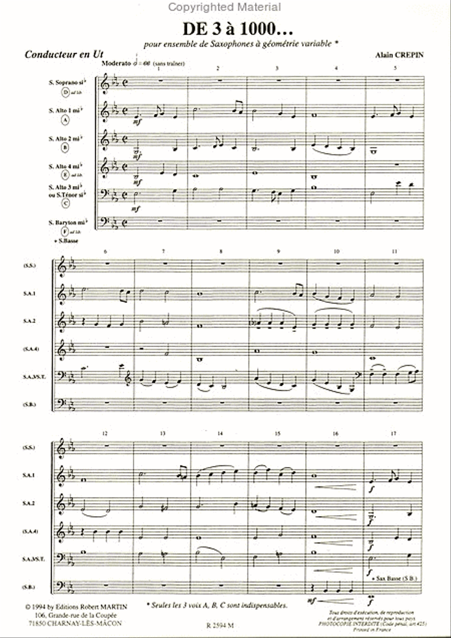 De 3 à 1000… Saxophone Ensemble scores gallery preview page 2