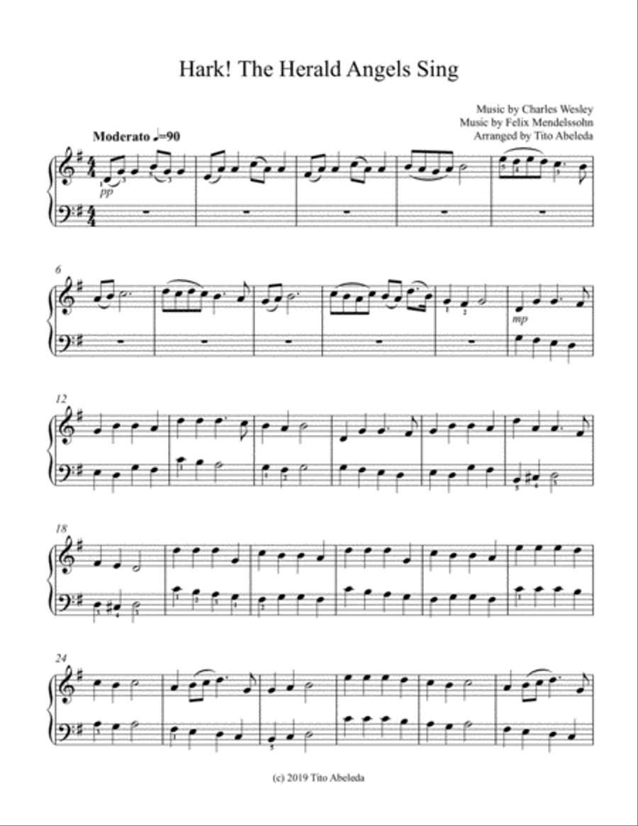 Hark! The Herald Angels Sing Easy Piano scores gallery preview page 2