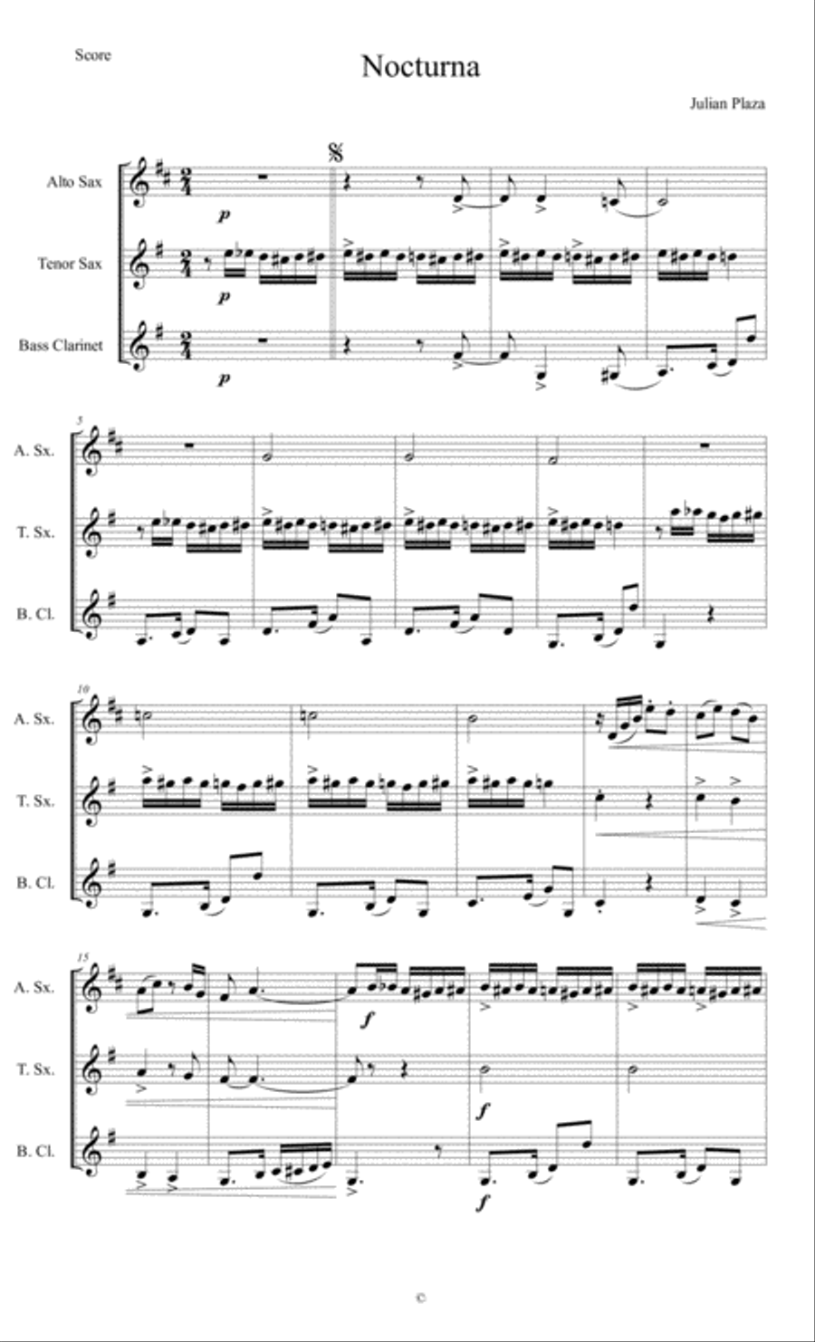 Nocturna Woodwind Trio scores gallery preview page 1