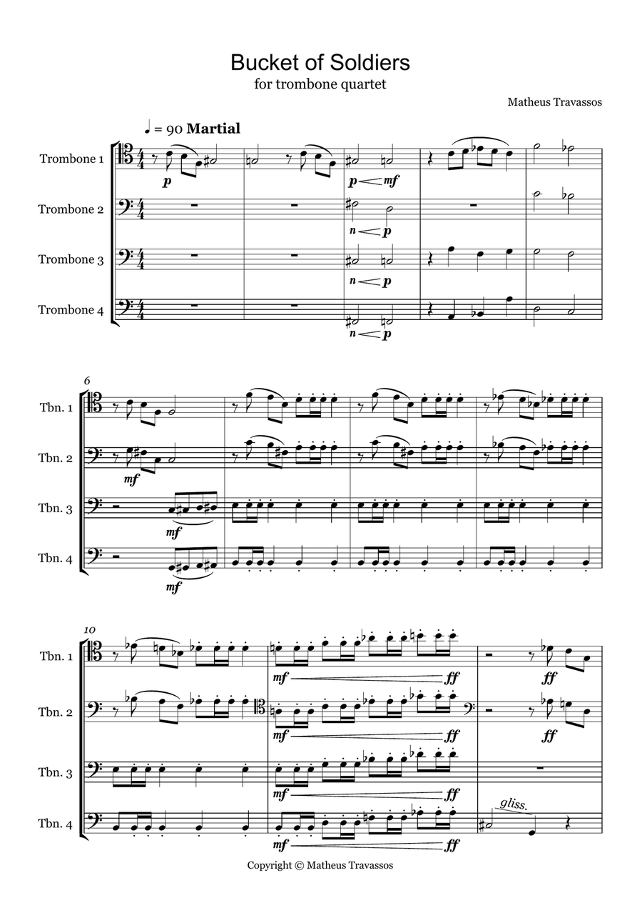 Bucket of Soldiers for trombone quartet Trombone Quartet scores gallery preview page 2