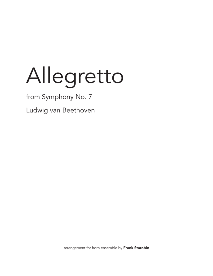 Allegretto from Symphony 7 for Horn Choir Choir scores gallery preview page 1