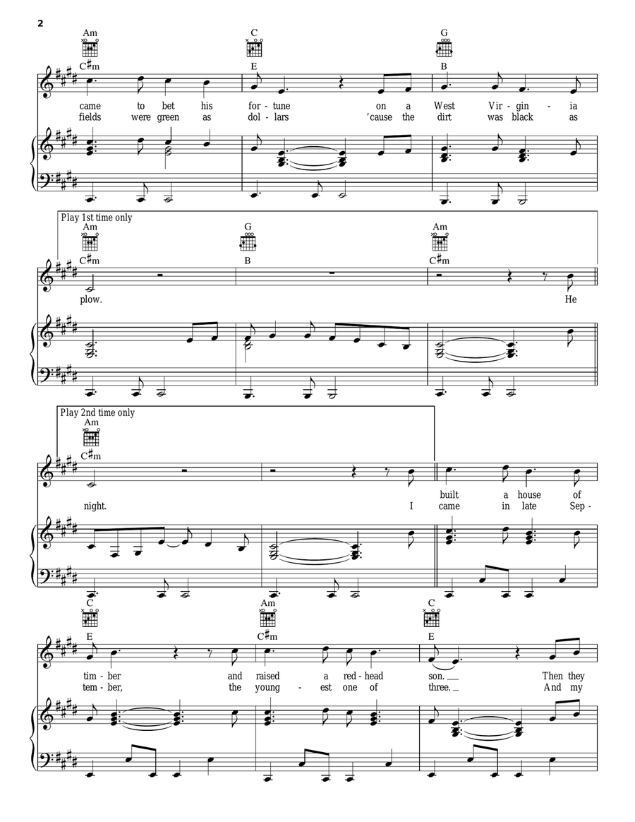 Scarecrow In The Garden Piano, Vocal, Guitar scores gallery preview page 2