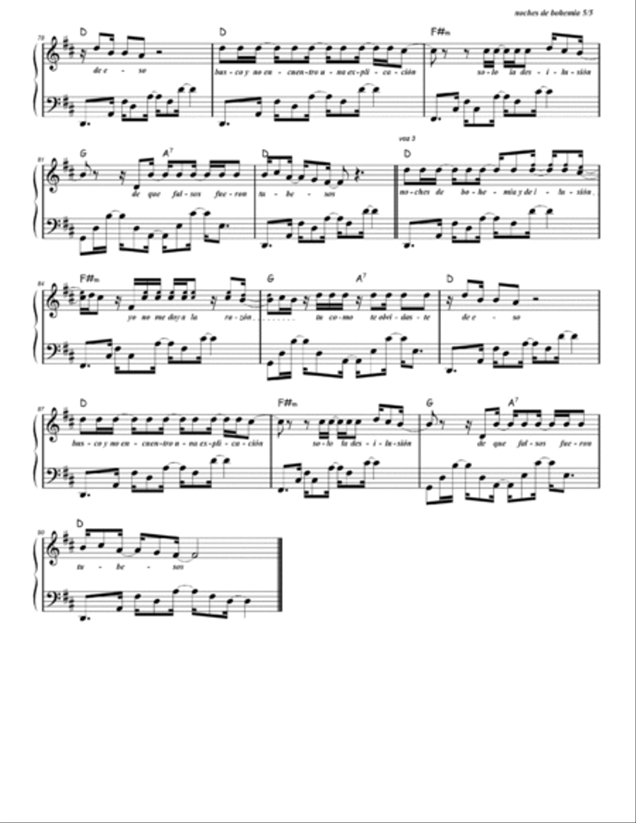Noches De Bohemia Piano Solo scores gallery preview page 5