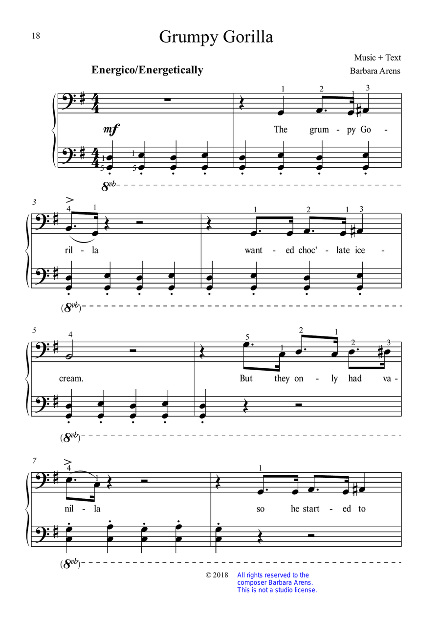Grumpy Gorilla - Piano Grade 1 Piano Method scores gallery preview page 2