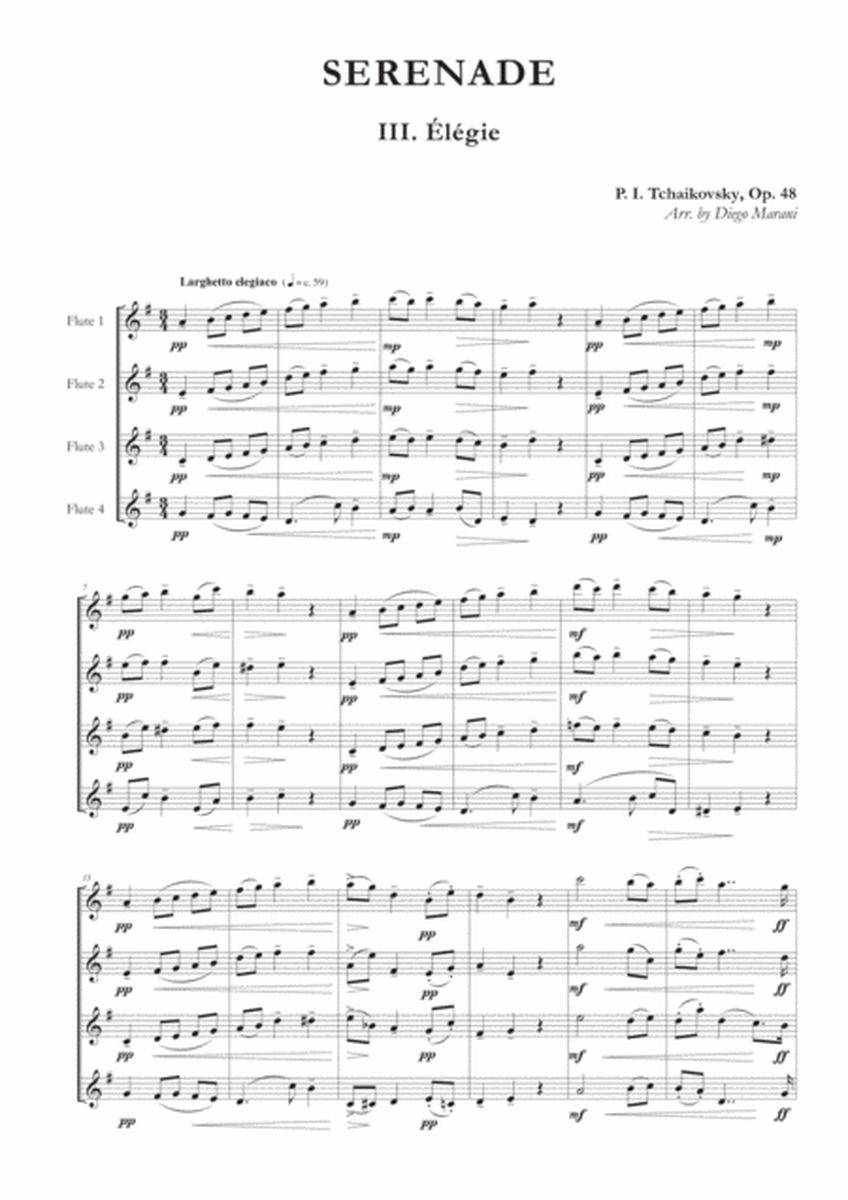"Elegie" from Serenade Op. 48 for Flute Quartet image number null
