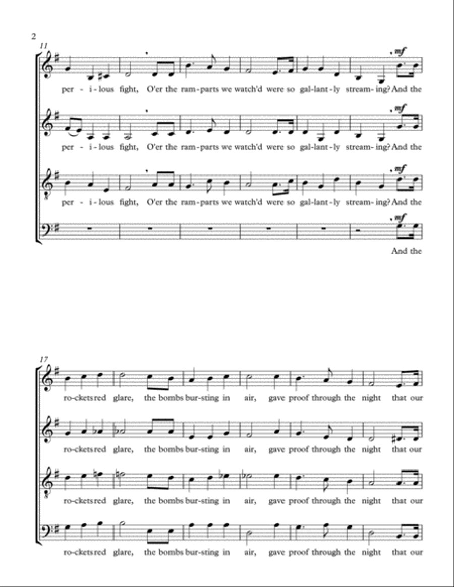 Star Spangled Banner 4-Part scores gallery preview page 2