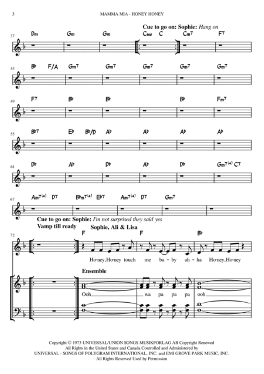 Honey, Honey Honey, Honey Piano scores gallery preview page 3