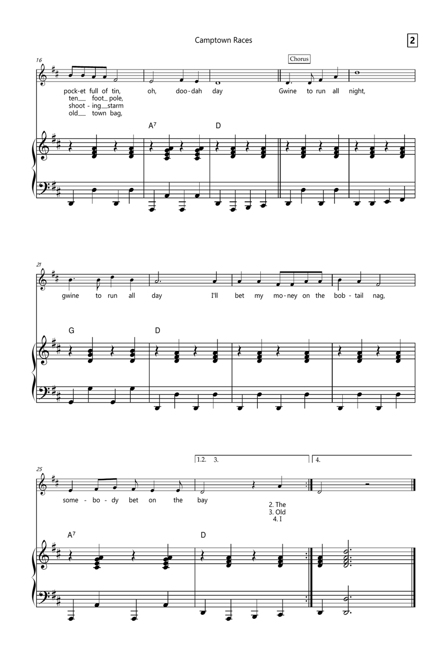 Camptown Races Easy Piano scores gallery preview page 2