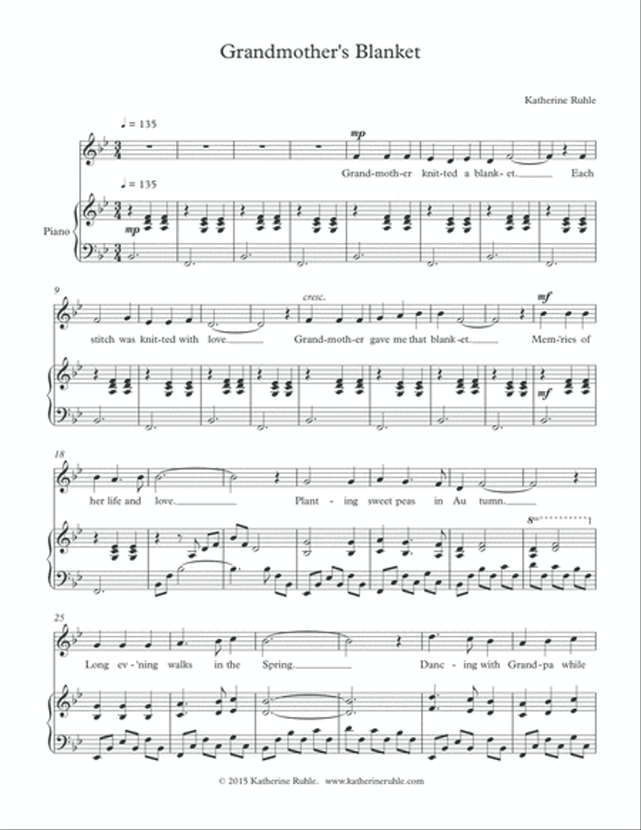 Grandmother's Blanket Unison Choir scores gallery preview page 2