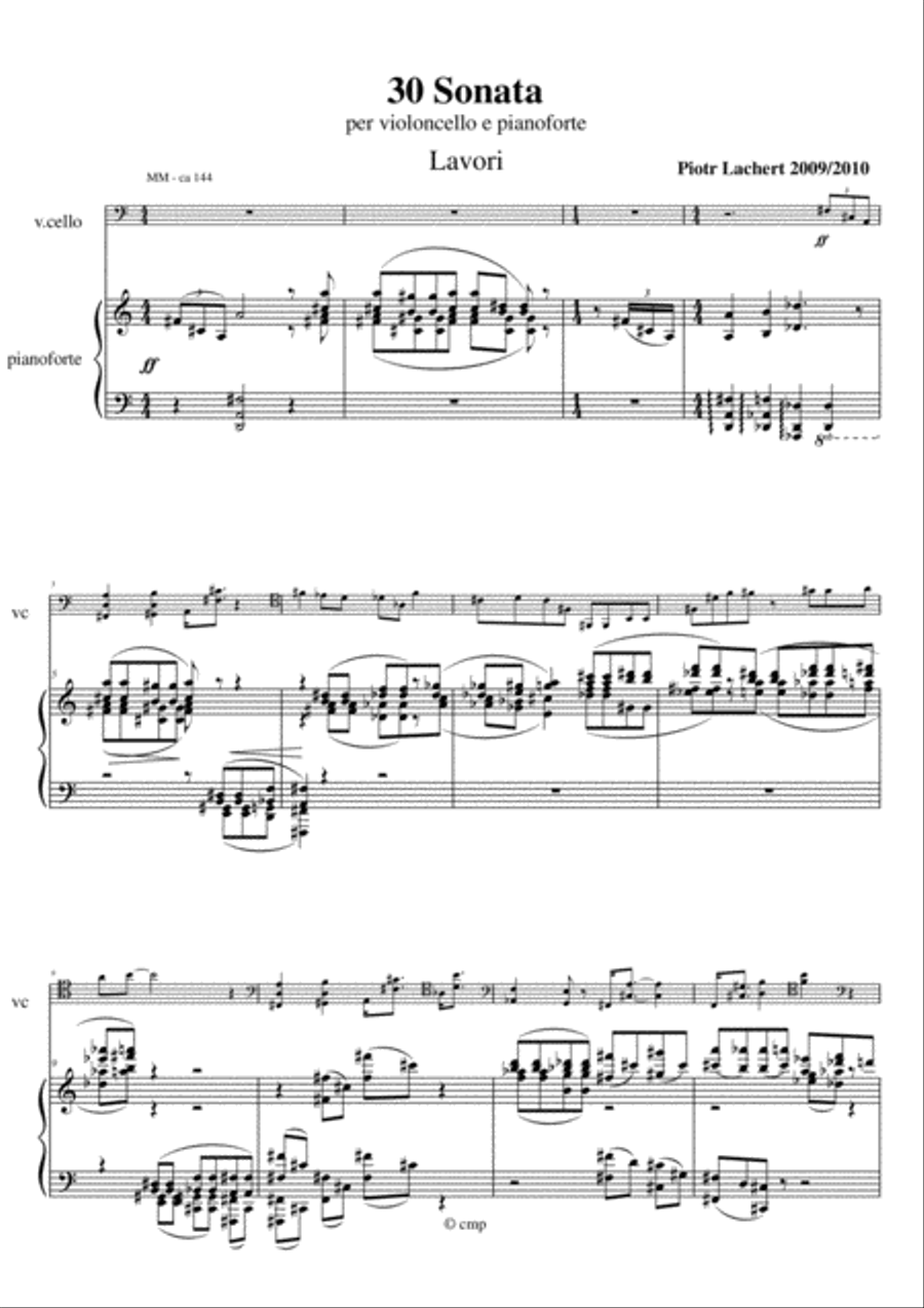 Sonata no.30 per violoncello e pianoforte. 1. Lavori, 2. Tornata Funebre, 3. Agape .p.26 + 12 image number null