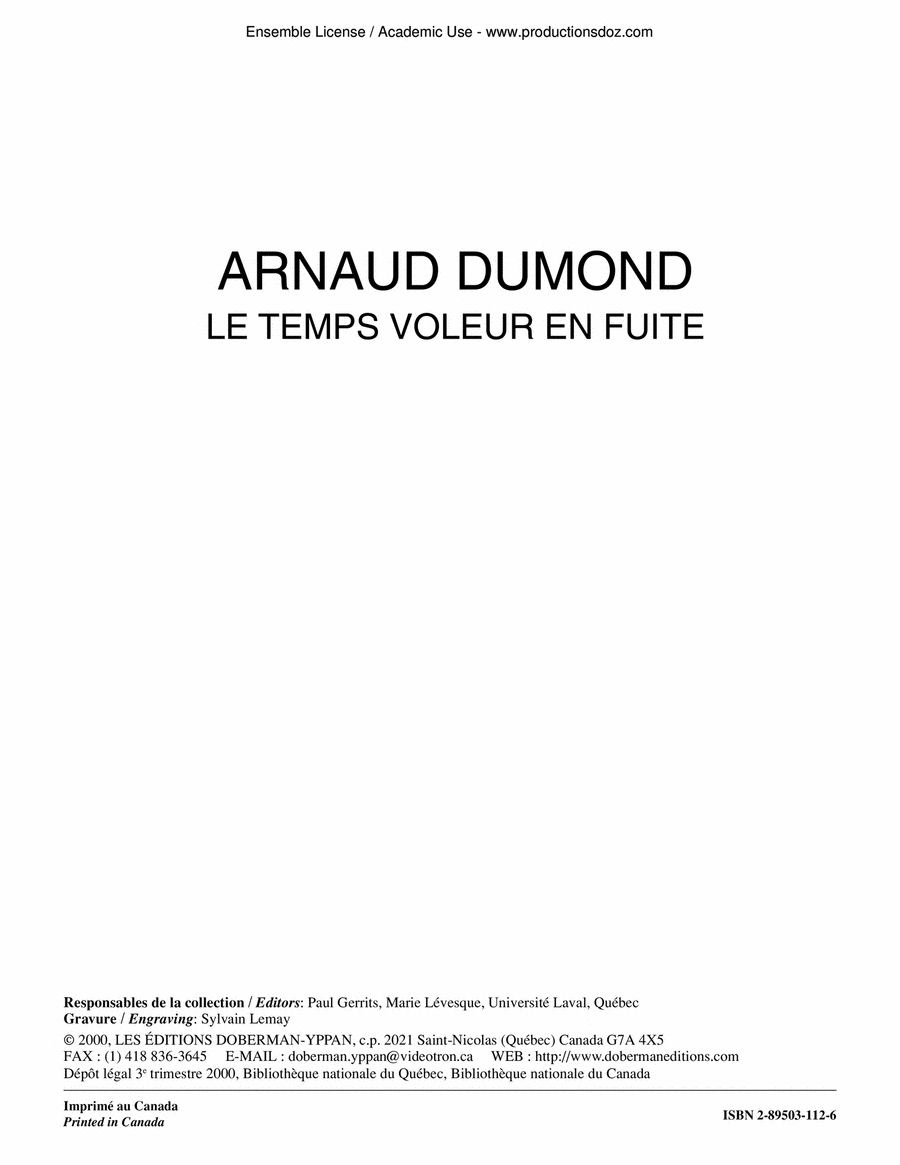 Le Temps voleur en fuite Le Temps voleur en fuite Guitar Ensemble scores gallery preview page 1