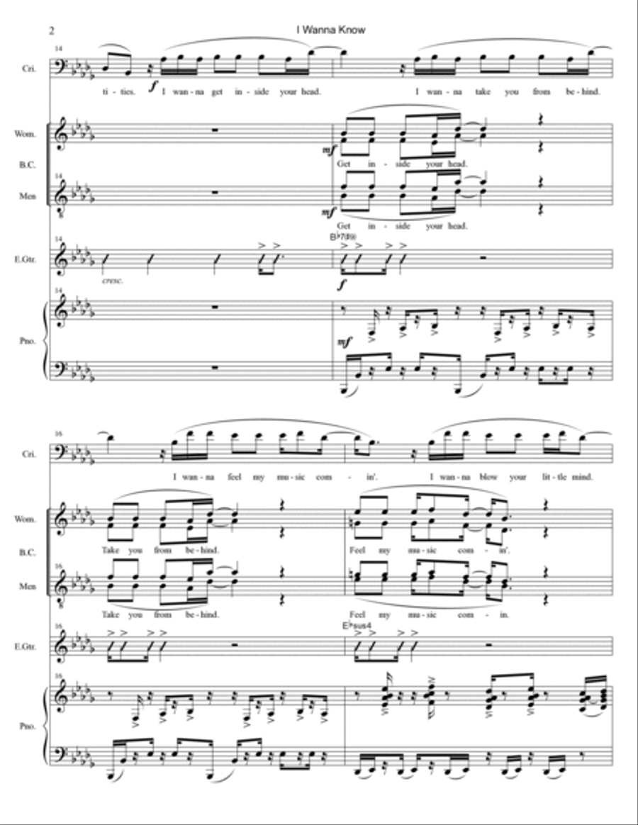 I Wanna Know Piano, Vocal, Guitar scores gallery preview page 2