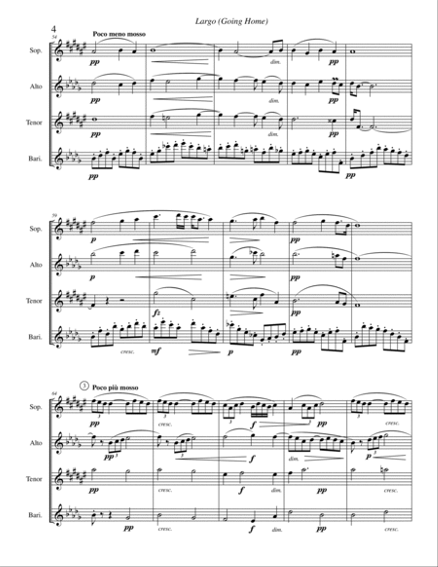 Largo from Symphony No. 9 in E Minor, Op. 95 From the New World (Going Home) Saxophone Quartet scores gallery preview page 6