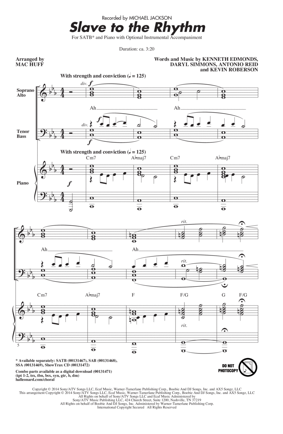 Slave To The Rhythm Slave To The Rhythm 4-Part scores gallery preview page 1