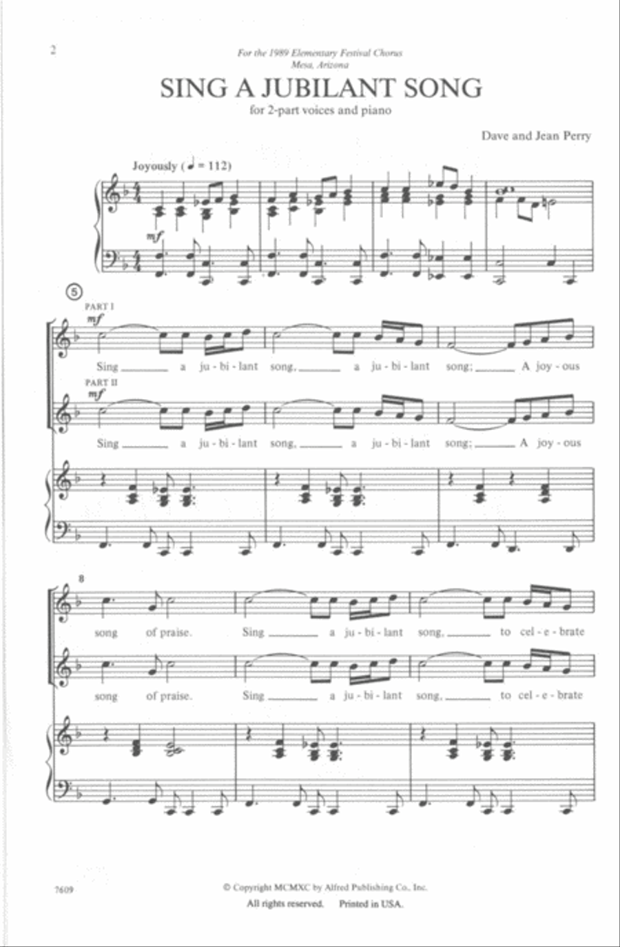 Sing a Jubilant Song 2-Part scores gallery preview page 2