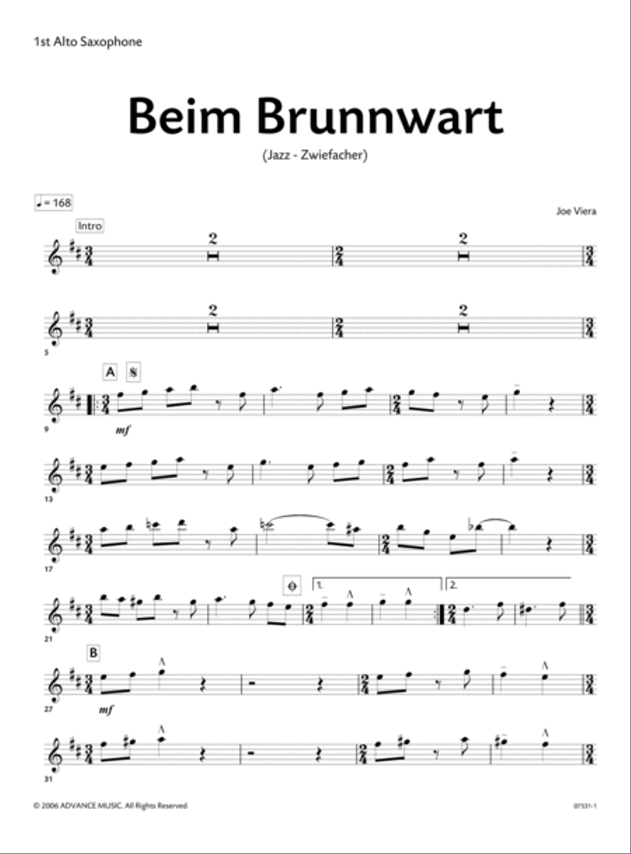 Beim Brunnwart (Jazz - Zwiefacher) Saxophone Quintet scores gallery preview page 2