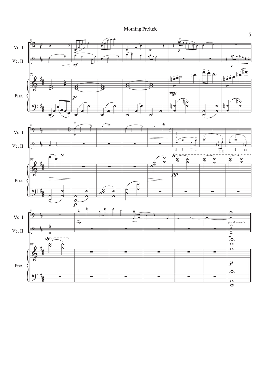 Morning Prelude for Two Cellos and Piano String Duet scores gallery preview page 5
