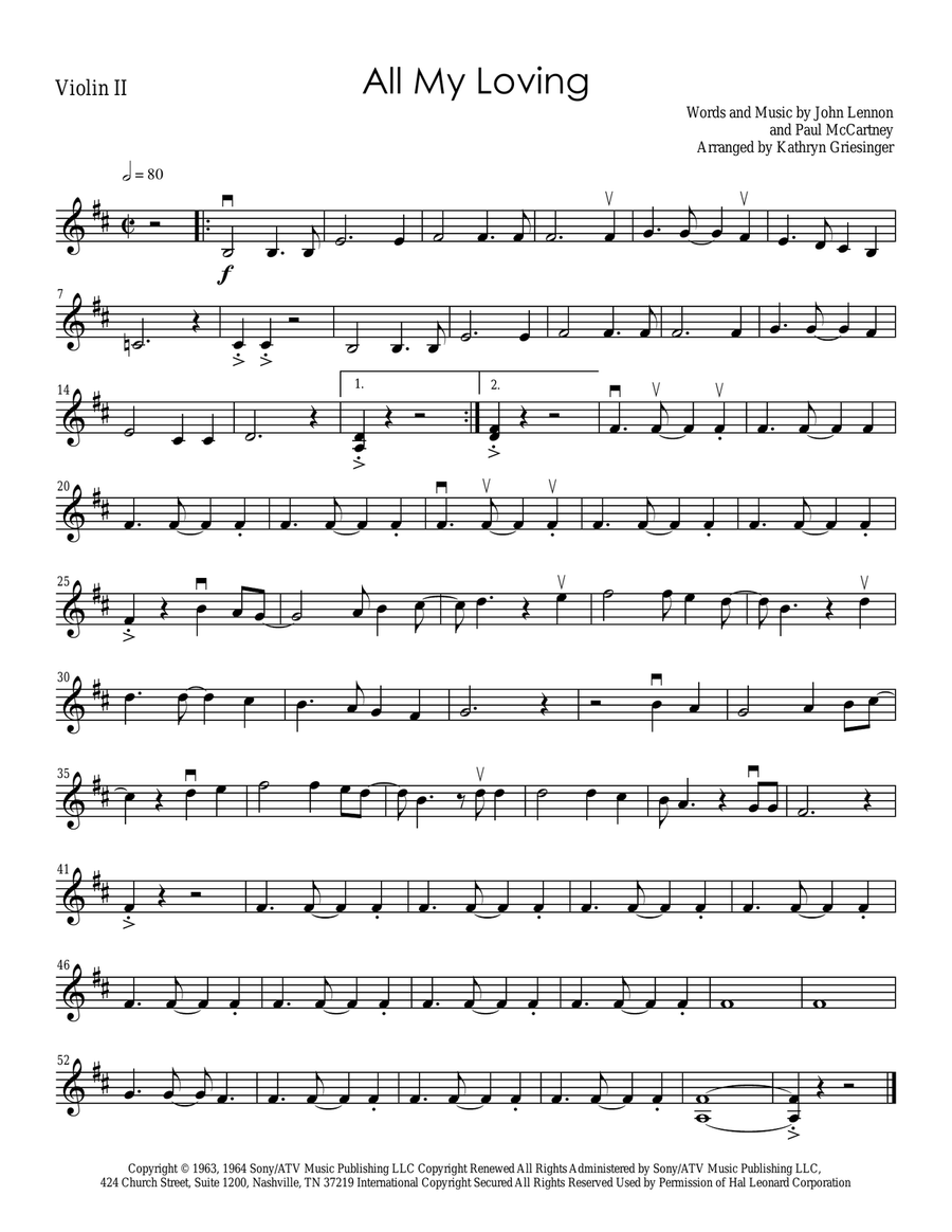 All My Loving String Quartet scores gallery preview page 2