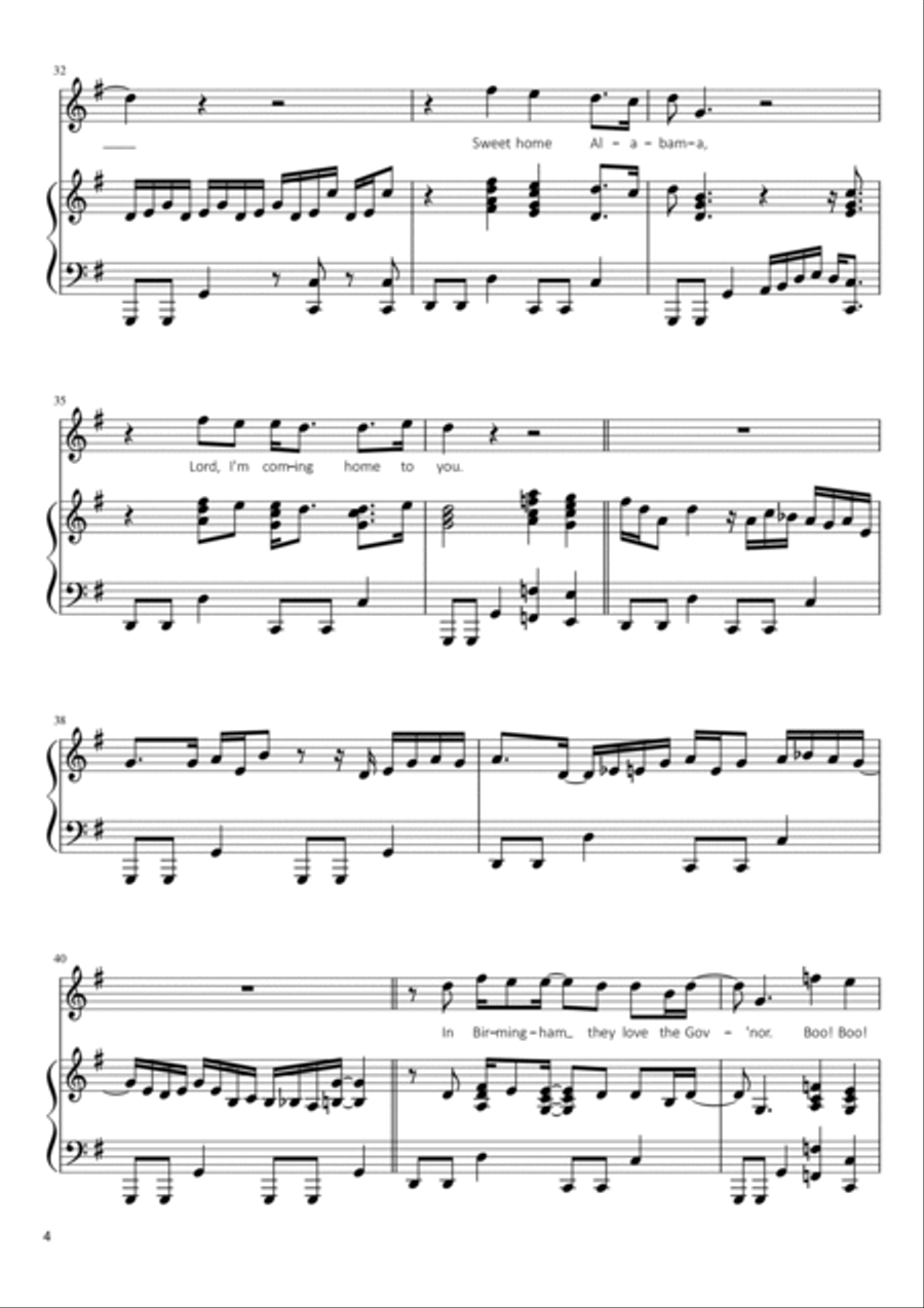 Sweet Home Alabama Voice scores gallery preview page 4