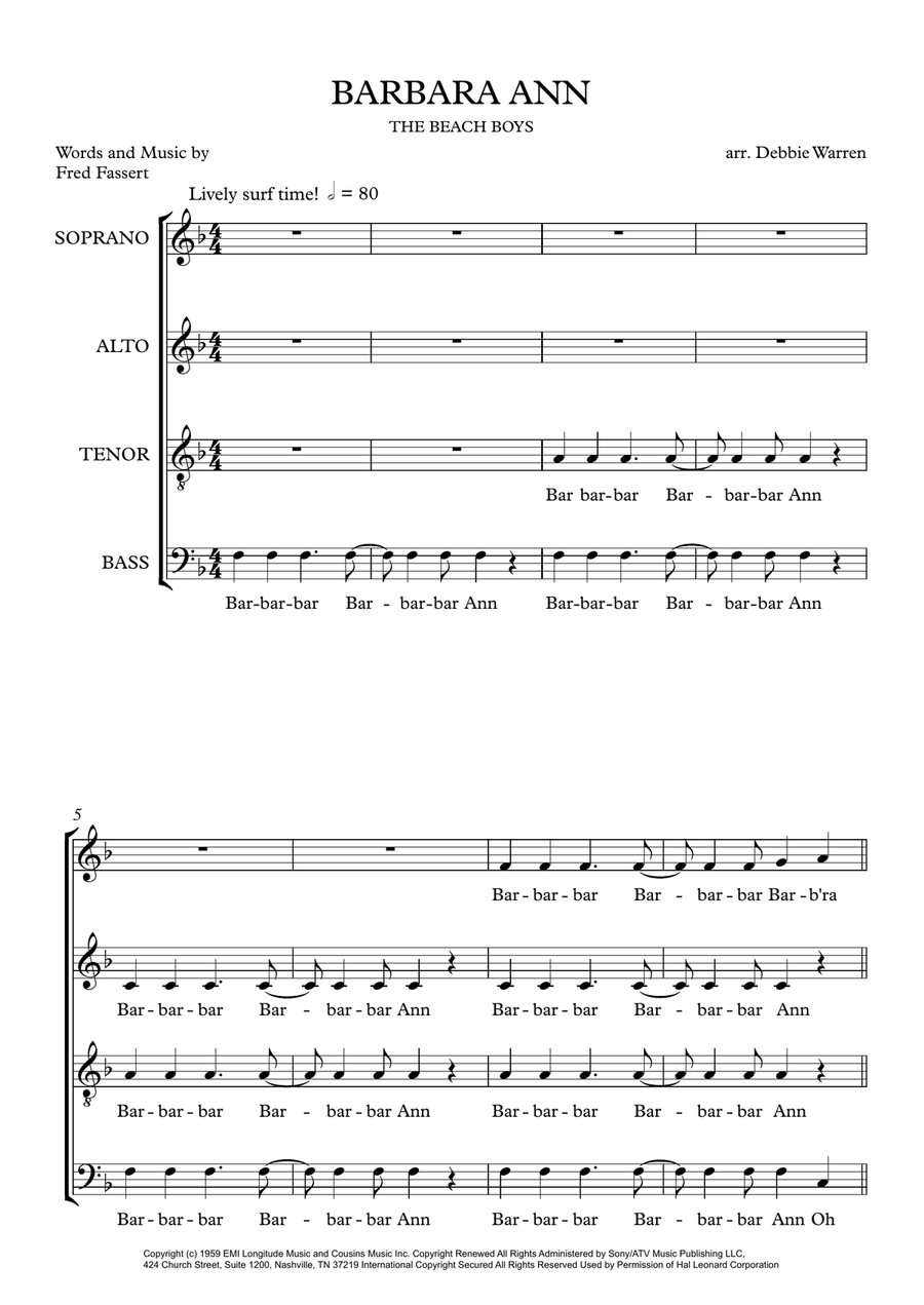 Barbara Ann 4-Part scores gallery preview page 2