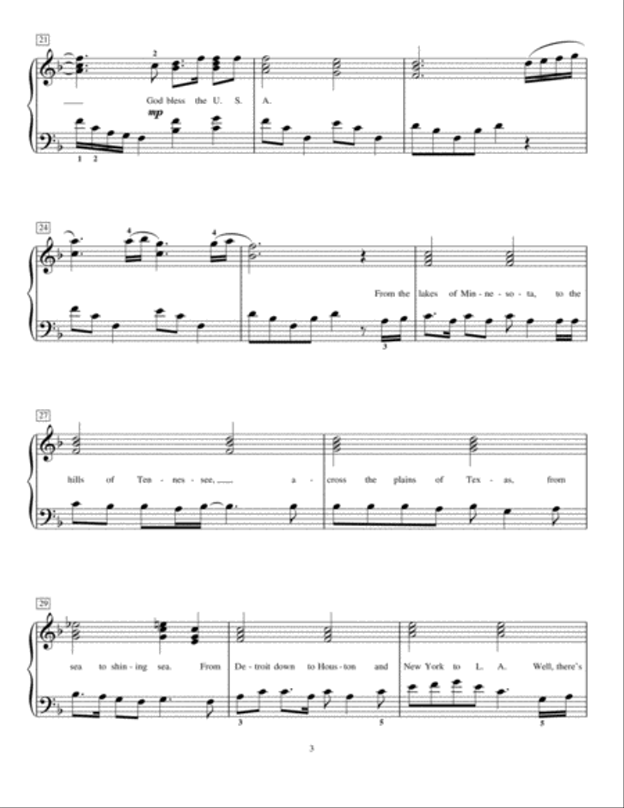 God Bless The U.S.A. God Bless The U.S.A. Piano Method scores gallery preview page 3