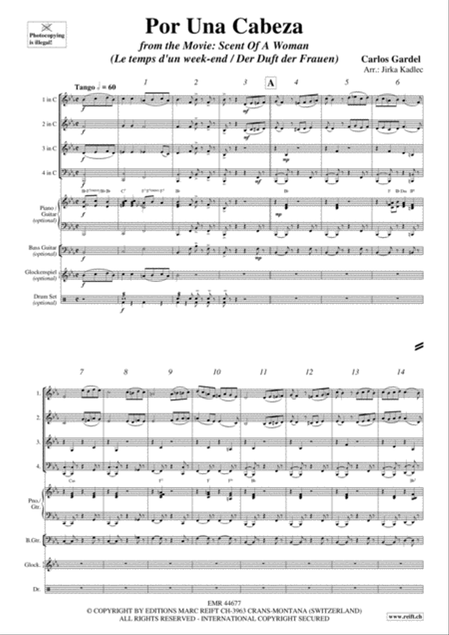 Por Una Cabeza Bass Guitar scores gallery preview page 3
