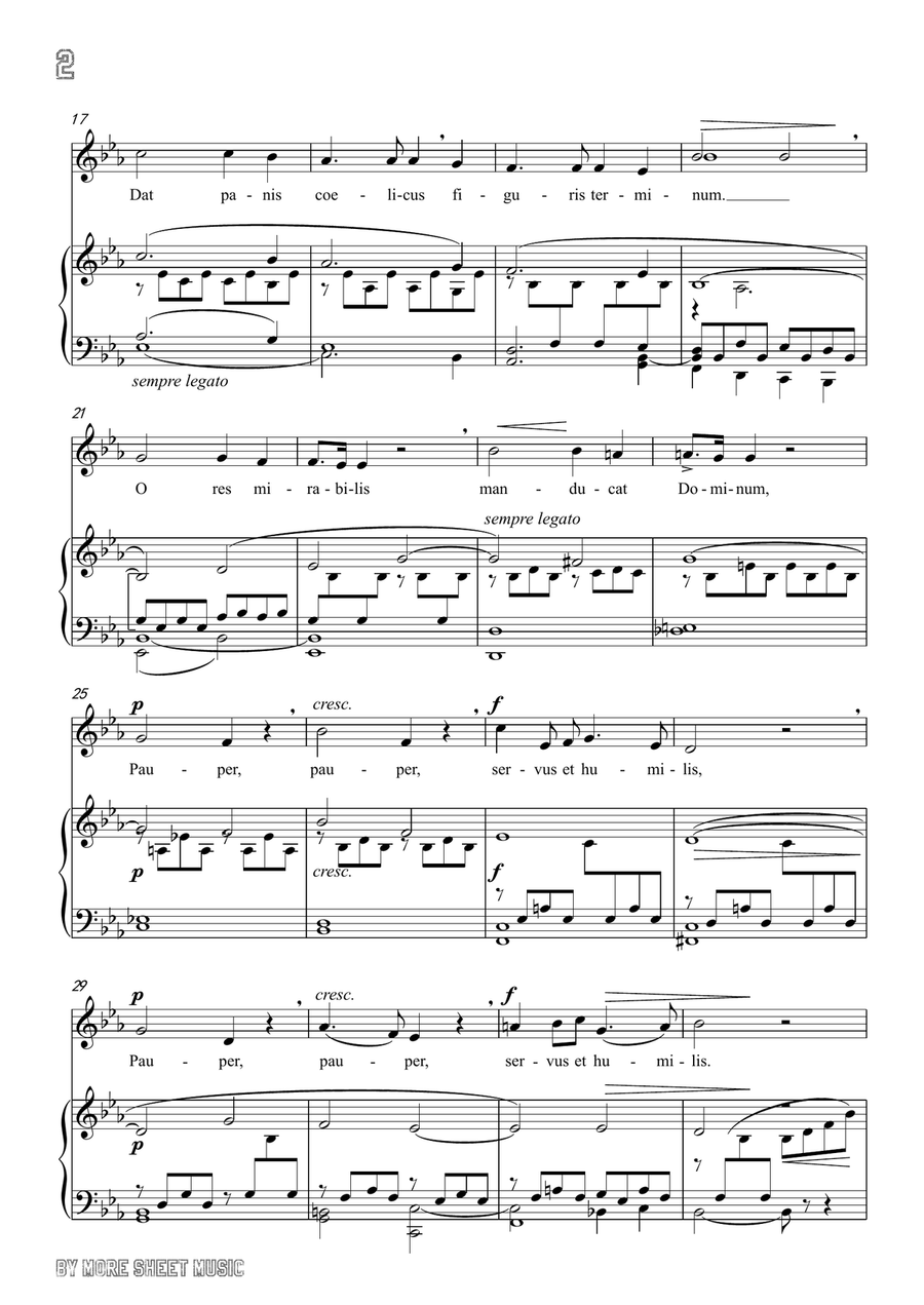 Franck-Panis angelicus in E flat Major,for voice and piano Piano, Vocal scores gallery preview page 4