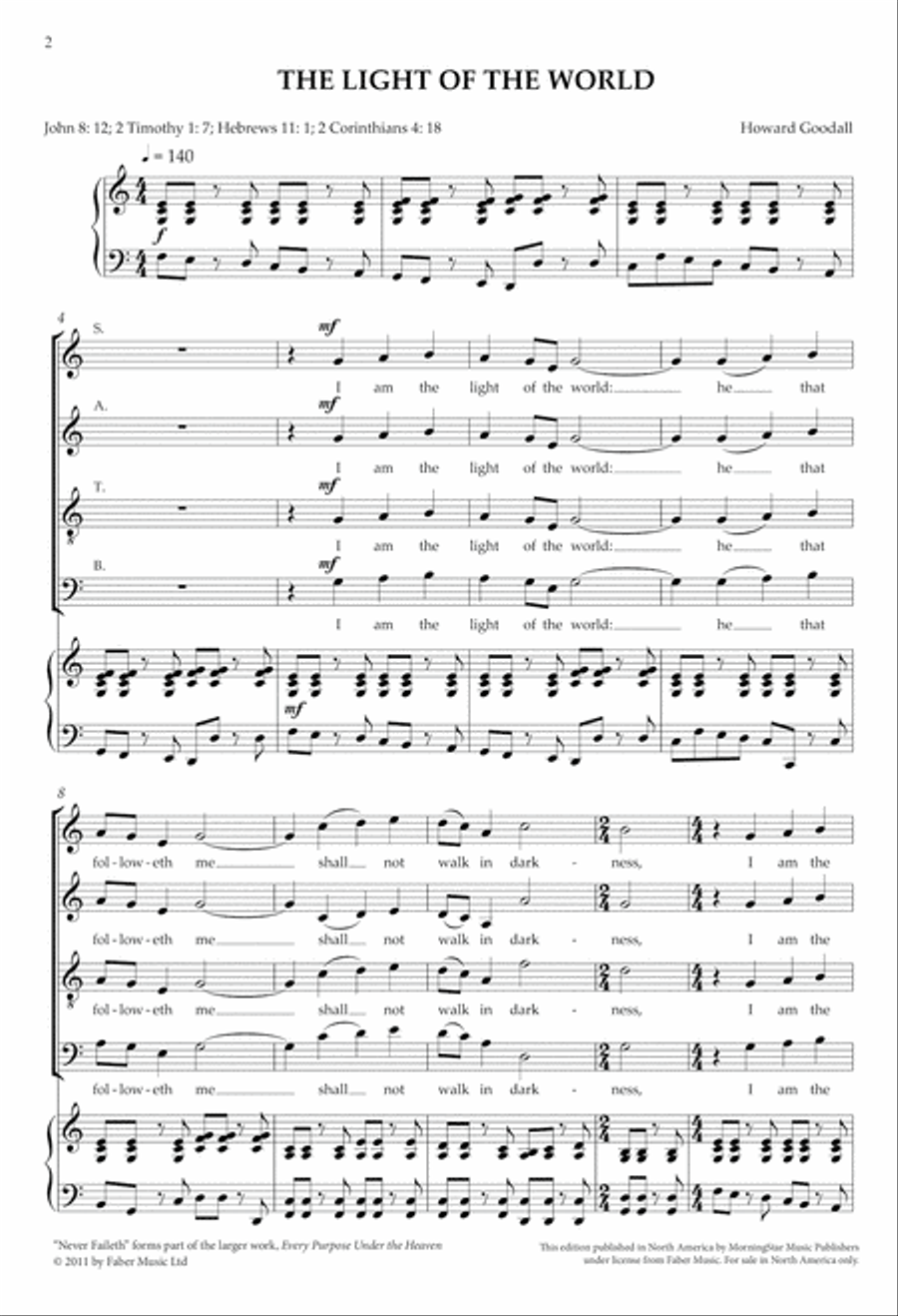 The light of the world from Every purpose under the heaven 4-Part scores gallery preview page 2