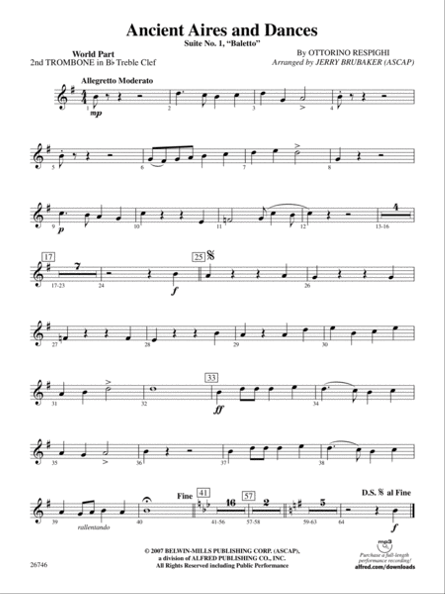 Ancient Aires and Dances: (World Part) 2nd B-flat Trombone T.C. Concert Band scores gallery preview page 1