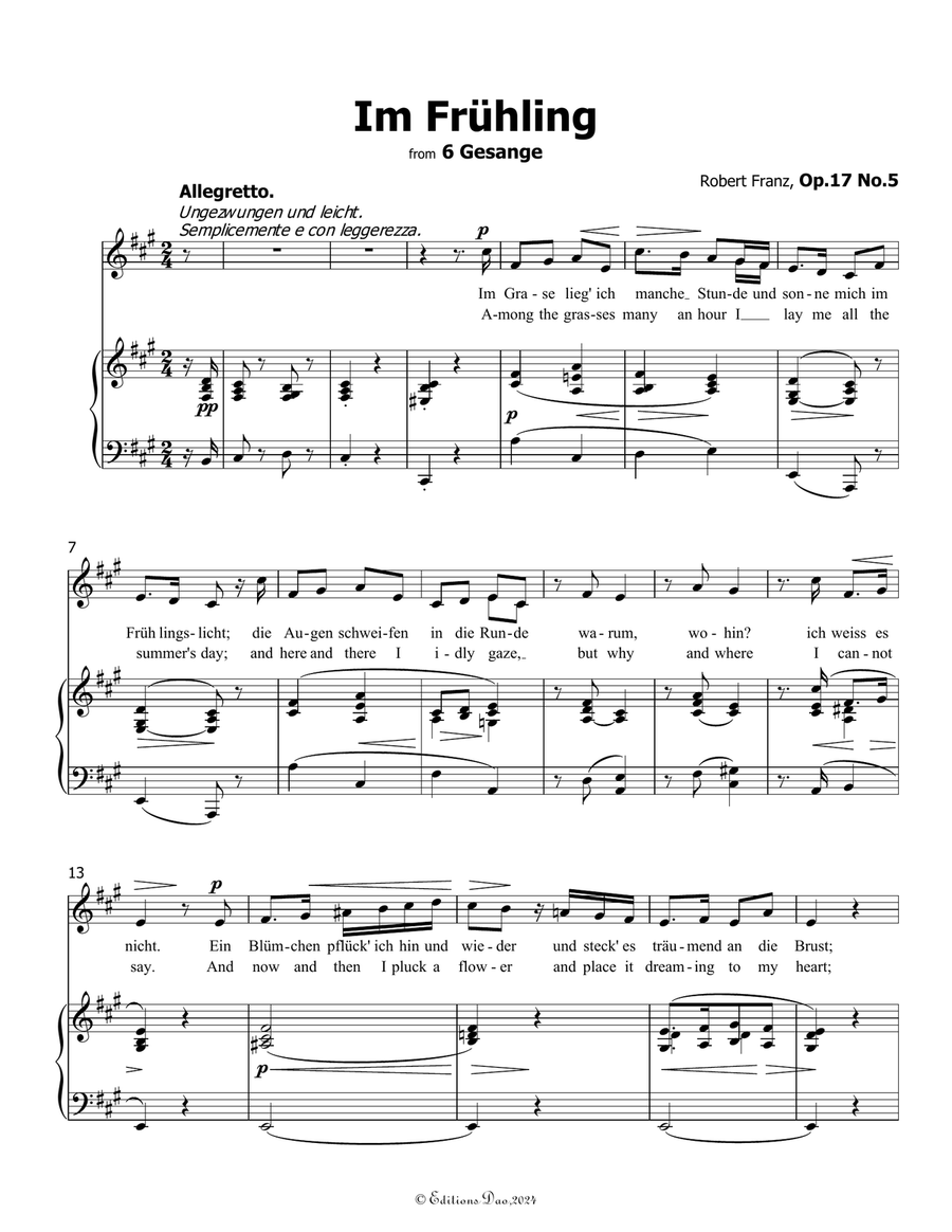 Im Fruhling, by Robert Franz, in A Major Voice scores gallery preview page 3