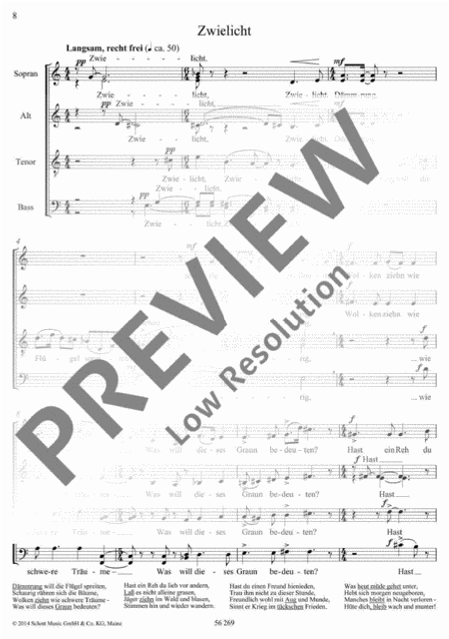 Sechs Eichendorff-Gesänge Mixed Choir scores gallery preview page 9