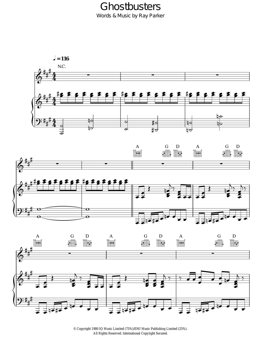 Ghostbusters Guitar scores gallery preview page 1