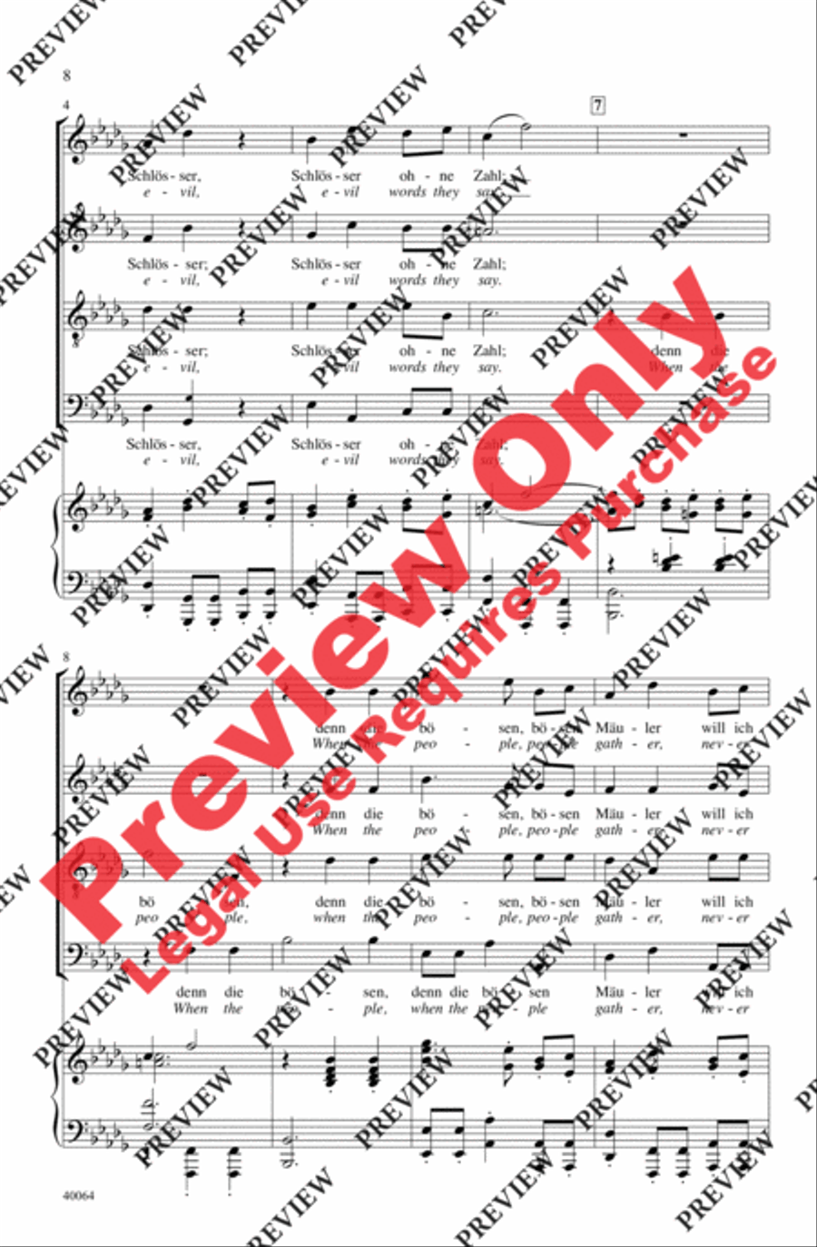 Three Liebeslieder Waltzes (from Liebeslieder Walzer, Opus 52) 4-Part scores gallery preview page 8