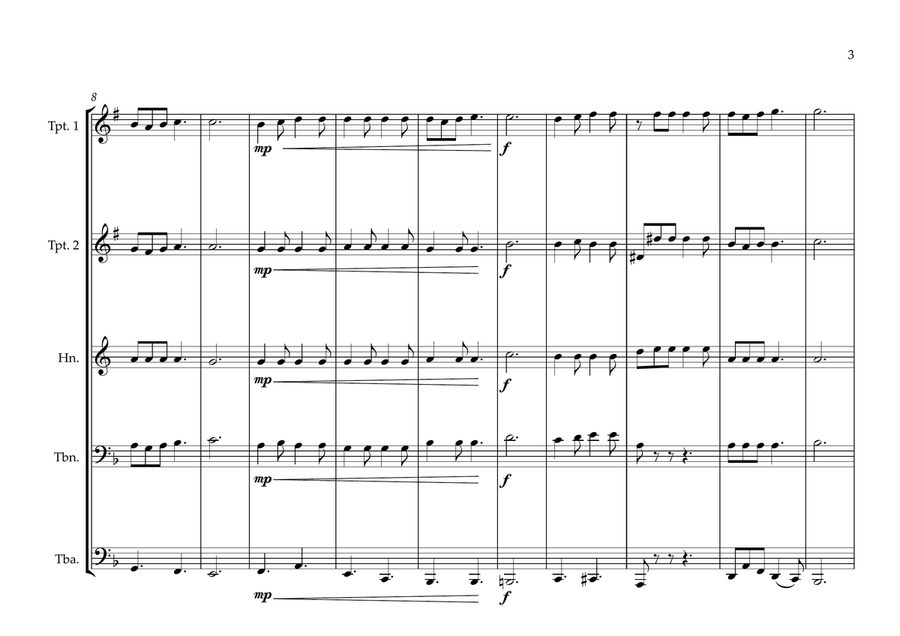 Yemeni Republic National Anthem ''al-Jumhūrīyah al-Muttaḥidâh'' for Brass Quintet Brass Quintet scores gallery preview page 3