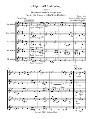 O Spirit All-Embracing (Thaxted) (Bb) (Violin Quintet)