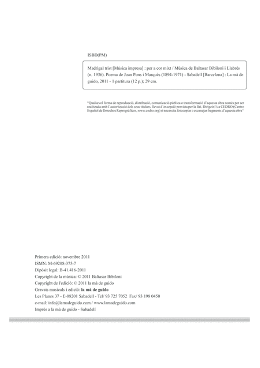 Madrigal trist Madrigal trist 4-Part scores gallery preview page 4