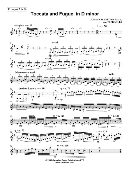 Toccata and Fugue, in D minor - Bb Trumpet 2 (Brass Quintet)