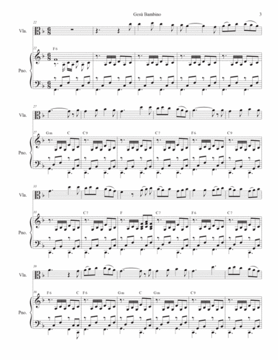 Gesu Bambino (with "Tu Scendi Dalle Stelle") (Viola solo and Piano) image number null