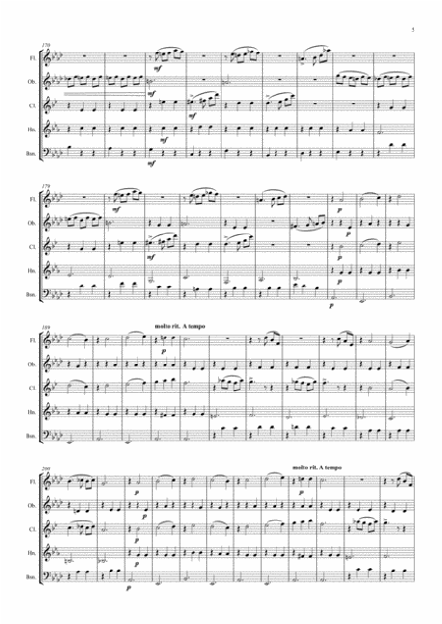 Tchaikovsky: The Seasons Op.37a No.12 December (Christmas) - wind quintet Woodwind Quintet scores gallery preview page 5