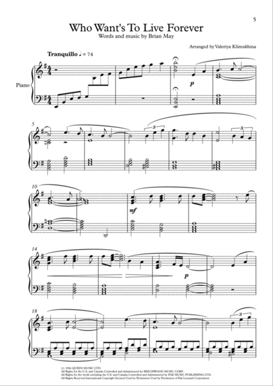 Love Of My Life Piano Solo scores gallery preview page 5
