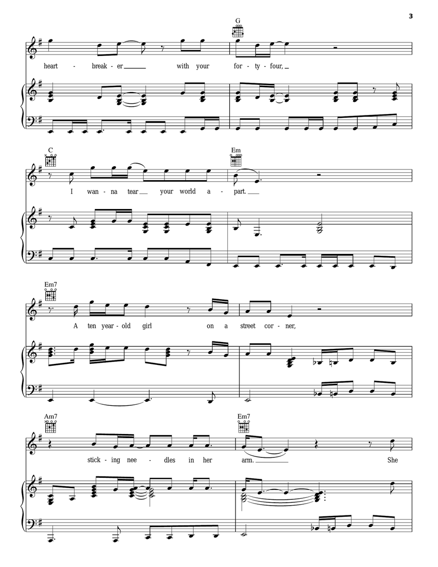 Doo Doo Doo Doo Doo (Heartbreaker) Piano, Vocal, Guitar scores gallery preview page 3