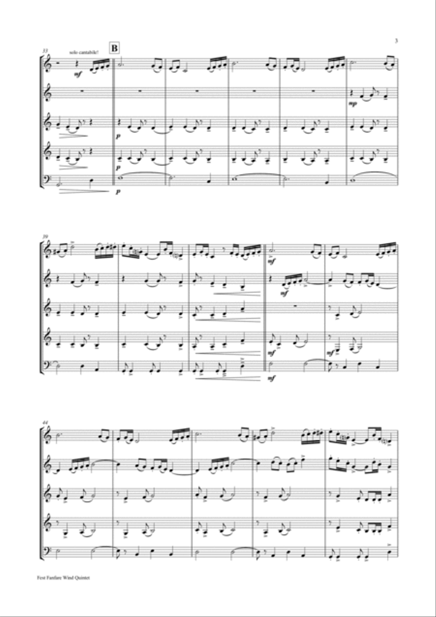 Fest Fanfare (Wind Quintet) Woodwind Quintet scores gallery preview page 3
