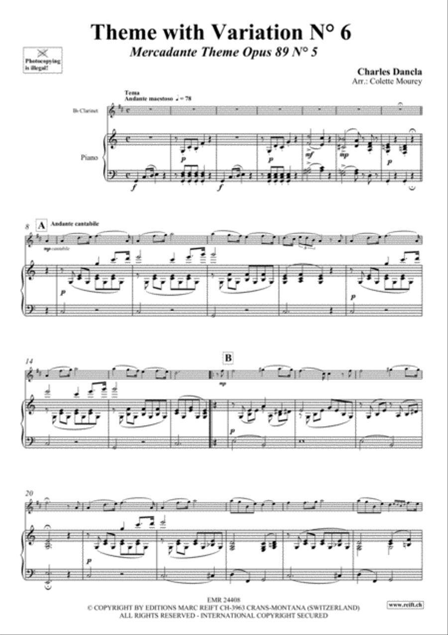 Theme with Variations No. 6 Clarinet Solo scores gallery preview page 5