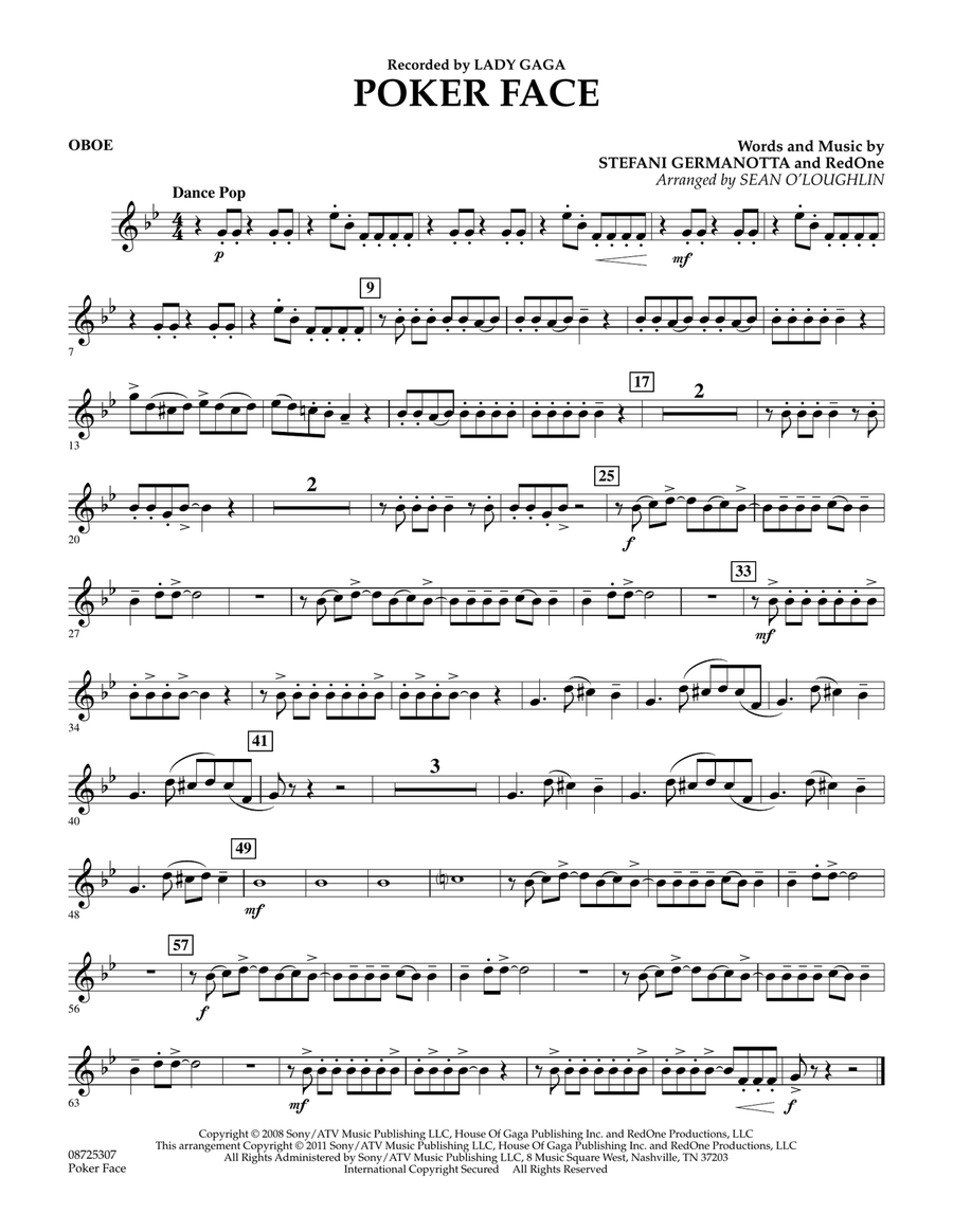 Poker Face - Oboe Concert Band scores gallery preview page 1