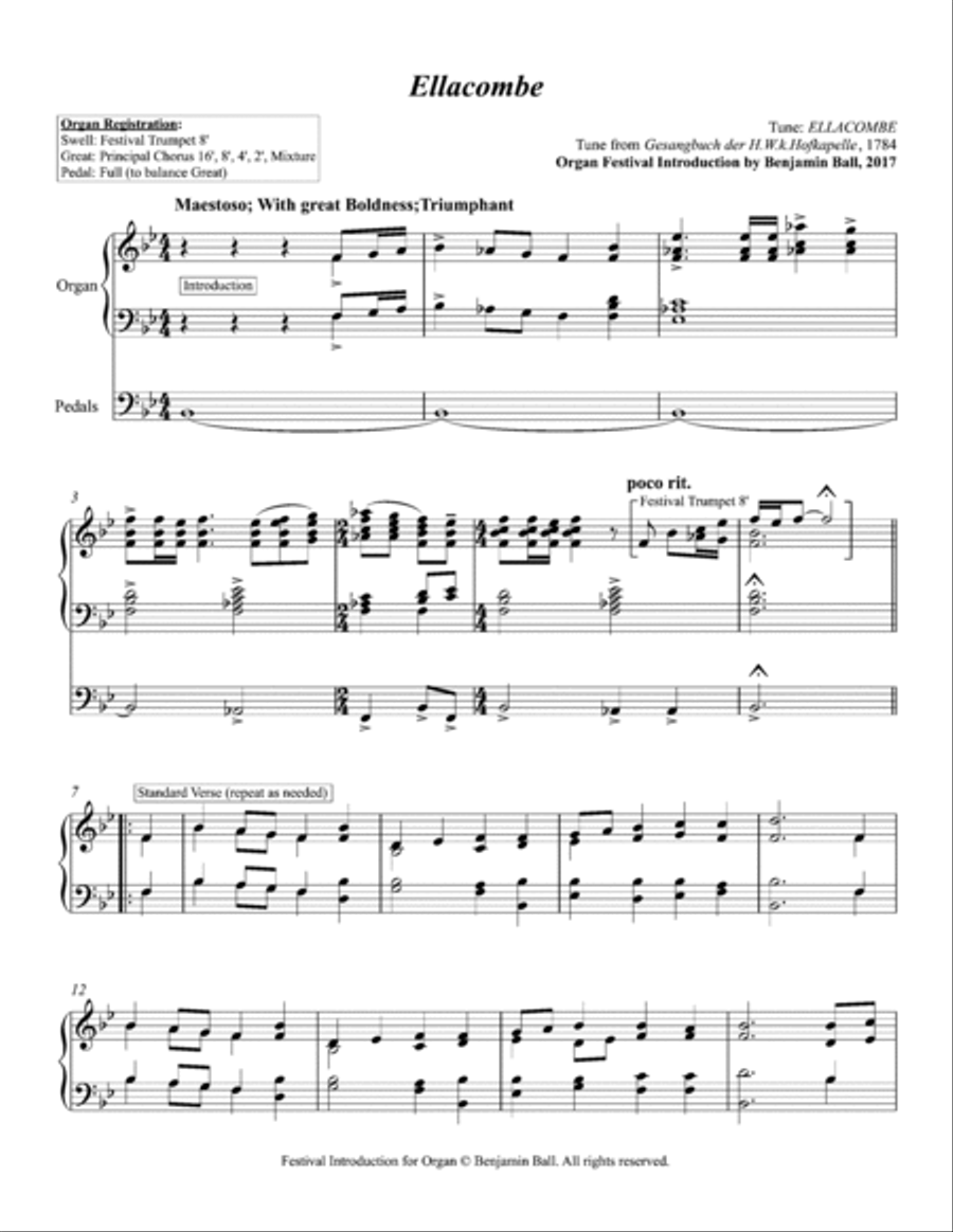 Ellacombe (Hymn introduction) Organ Solo scores gallery preview page 2