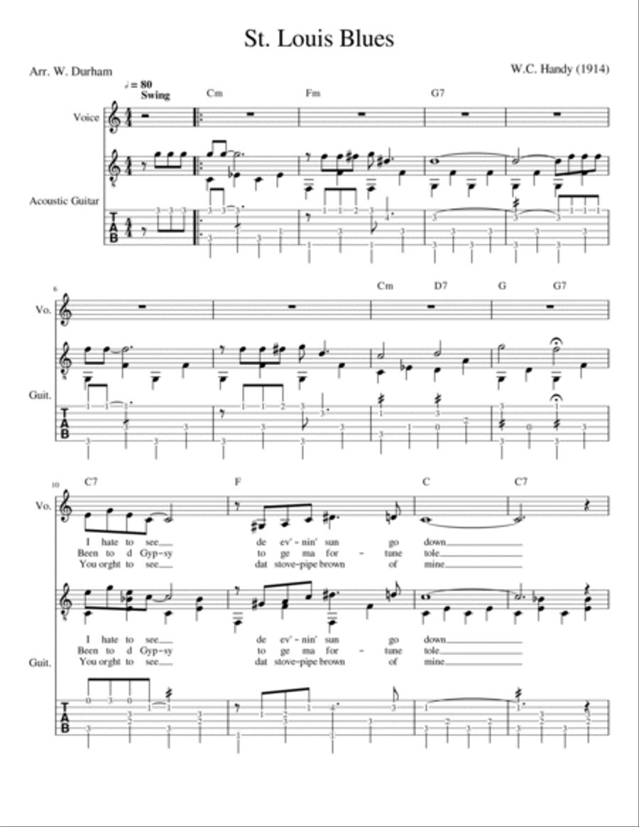 St. Louis Blues - Fingerstyle Guitar Fingerpicking Guitar scores gallery preview page 1