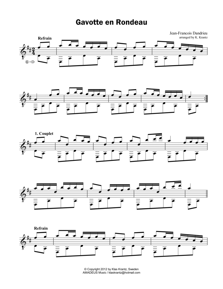 Gavotte en rondeau for guitar solo Acoustic Guitar scores gallery preview page 1