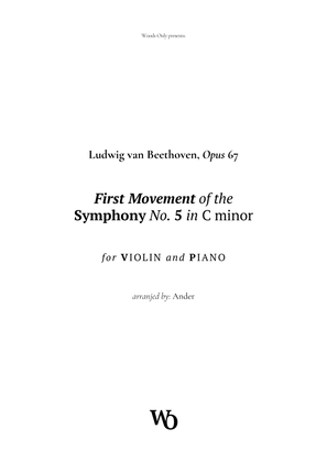 Symphony No. 5 by Beethoven for Violin and Piano